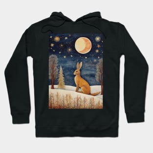 Moonlit Reverie: The Hare's Serenity Hoodie